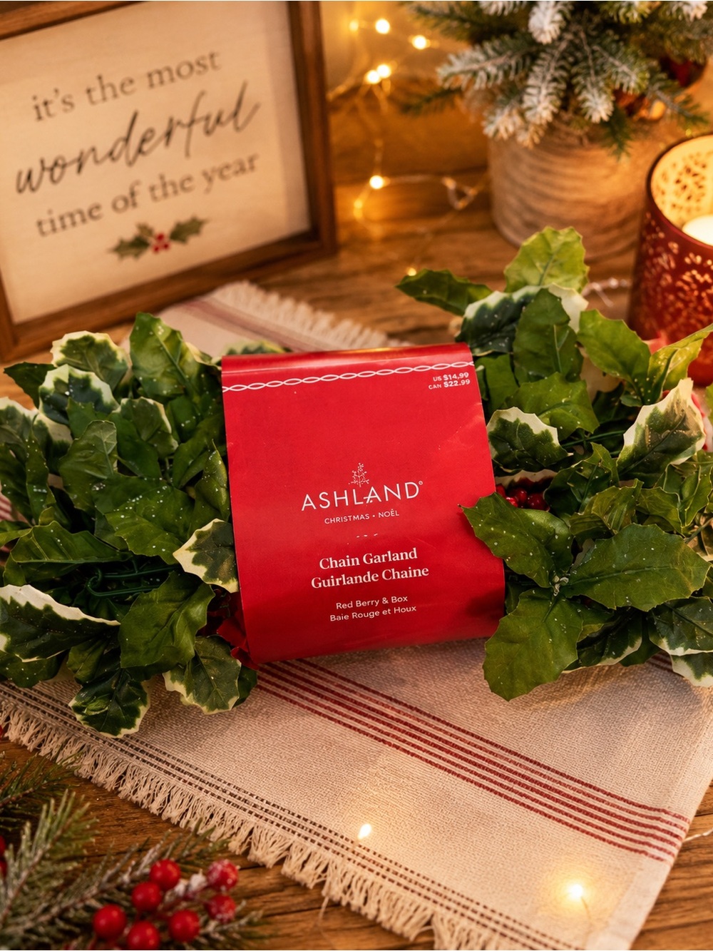 Ashland Green and Red Holiday Chain Garland